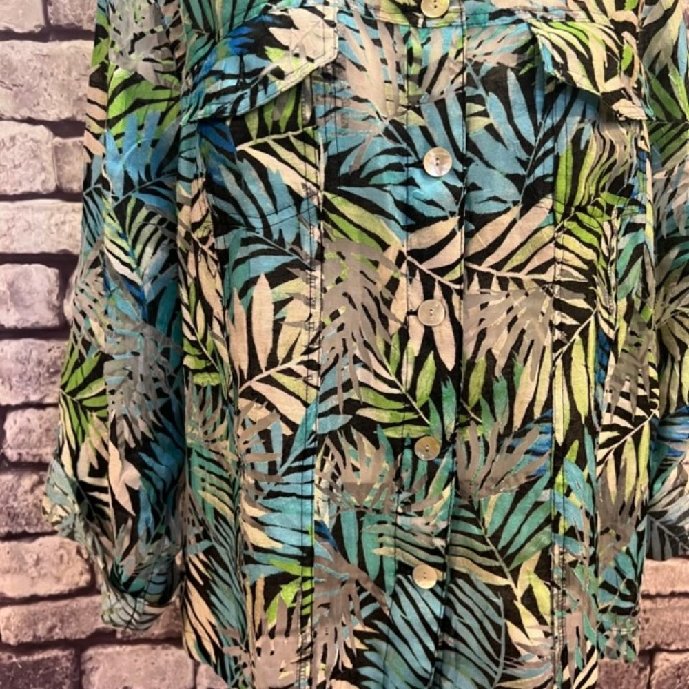 Ruby Rd. Multicolored Sheer Button Down Blouse Si… - image 3